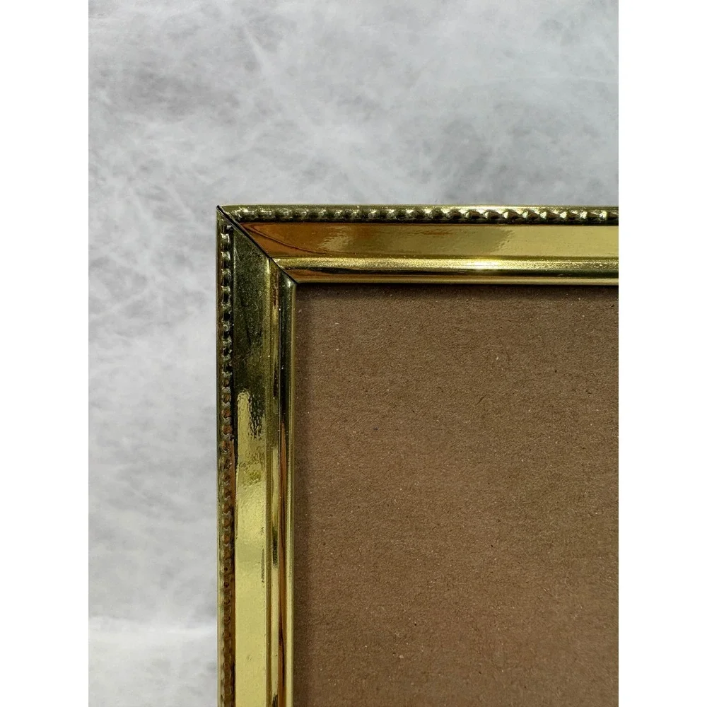 Vintage Intercraft Gold Metal Beaded Picture Frame 5x7 Glass Tabletop Wall Decor